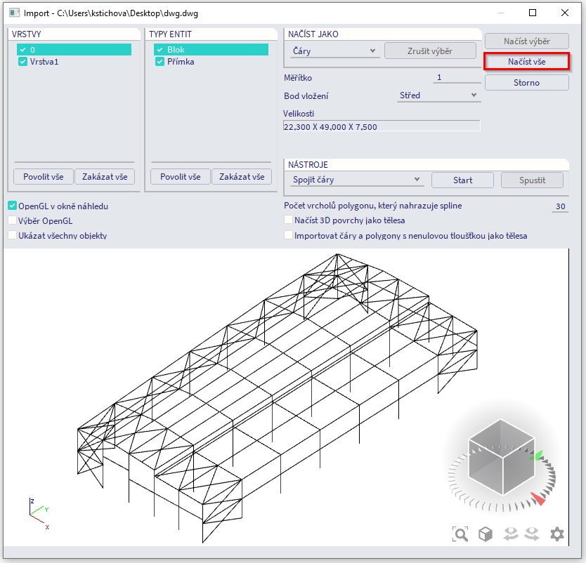 nacist vse import dwg