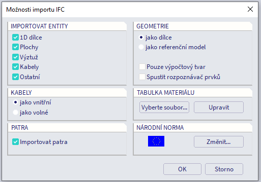 moznosti importu IFC