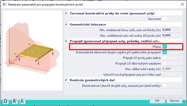 propojit prvky uzly