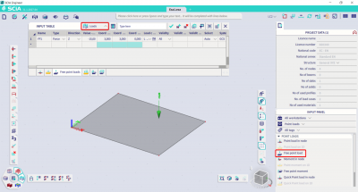 You can create a free point load with the input panel and look at the properties in the input table.