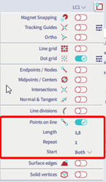 you can create snapping points on a specific distance with a repetition 