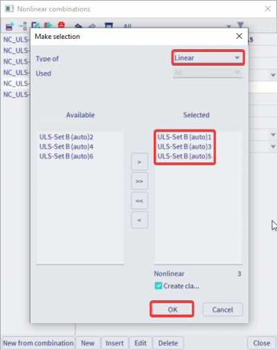 Choose which linear combinations need to be added to the nonlinear combinations.