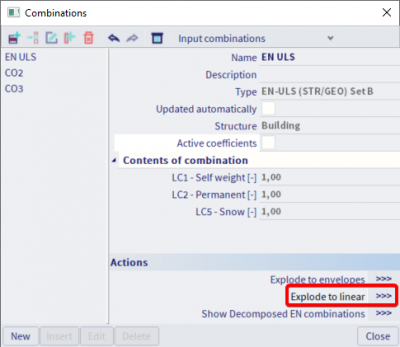 Explode an automatic combination into multiple linear combinations