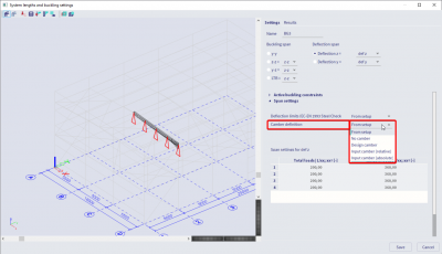 Add a camber based on the steel setup or for each member individually