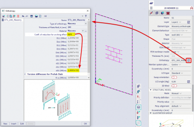 Scia Engineer FAQ - Model masonry wall - preset orthotropy