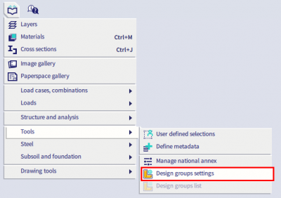 Design groups settings