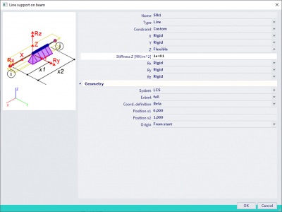 Scia Engineer FAQ - Define flexible line support - flexible in Z-direction