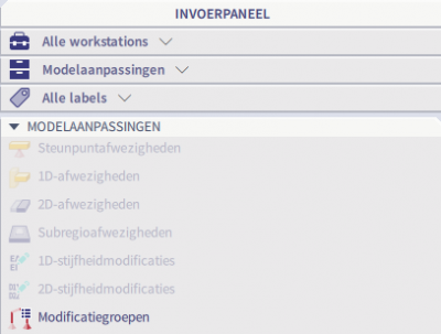 Scia Engineer FAQ - Gebruik modelaanpassingen om een gefaseerd project te maken - modelaanpassingen in het invoerpaneel