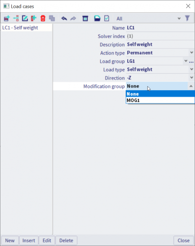 Modification Group linked to a Load Case