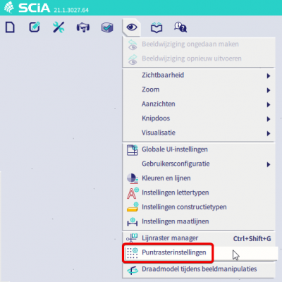 Scia Engineer FAQ - Instellingen voor lijnrasters en puntraster - puntrasterinstellingen