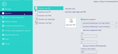 exporteren van het rapport naar pdf