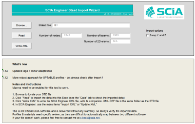 Staad pro import in SCIA Engineer