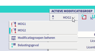 De actieve modificatiegroep wordt in de statusbalk weergegeven.