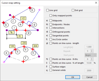 Cursor snap settings