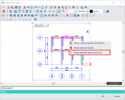 Break selected objects into lines