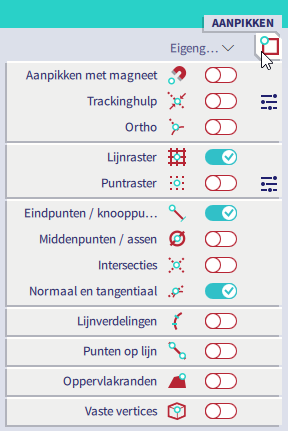 De aanpikinstellingen in de statusbar van de nieuwe interface