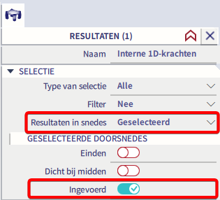 Resultaten opvragen voor een snede op 1D