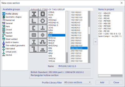 Cross section library SCIA Engineer