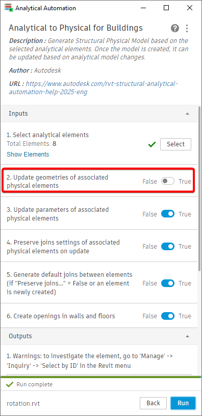 Deactivating this option will make sure the eccentricity is not modified for the existing structural model.