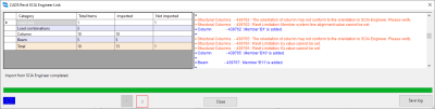 Warning from the Revit plugin about the orientation of Columns and unsupported properties for columns