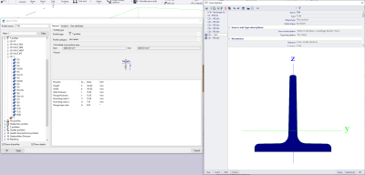 Comparison of the orientation of a T-section in Tekla and SCIA Engineer